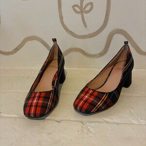 J Crew Plaid Tartan Block Heels
